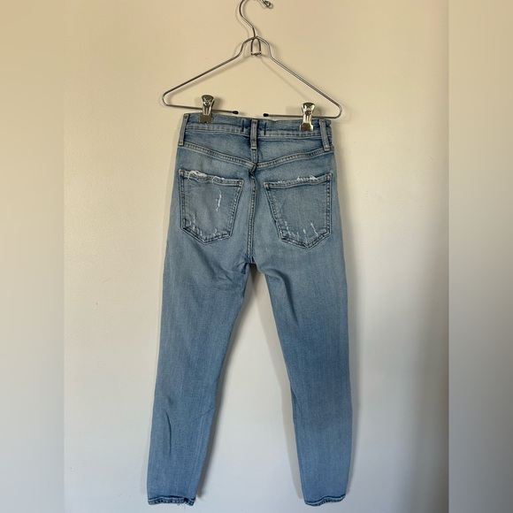 Agolde Sophie Crop in Outsider Denim Blue Jeans Distressed Size 23 - Picture 6 of 9